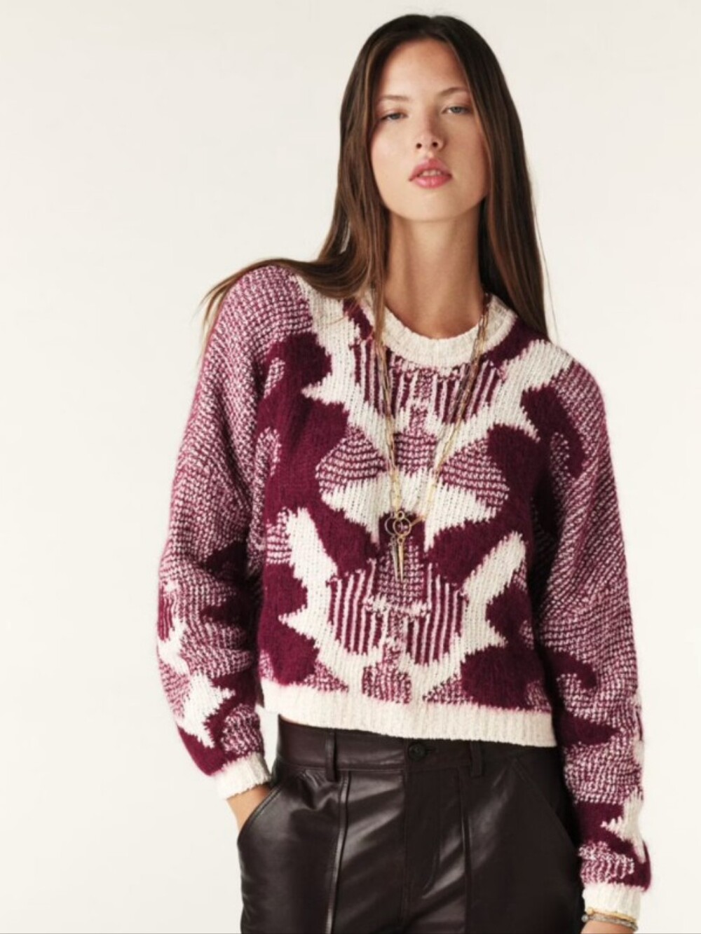 ba&sh Rora Jacquard Knit Sweater